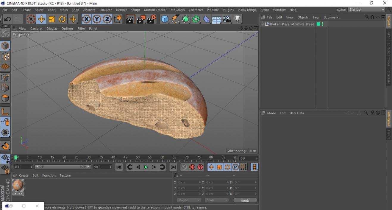 Broken Piece of White Bread 2 3D model