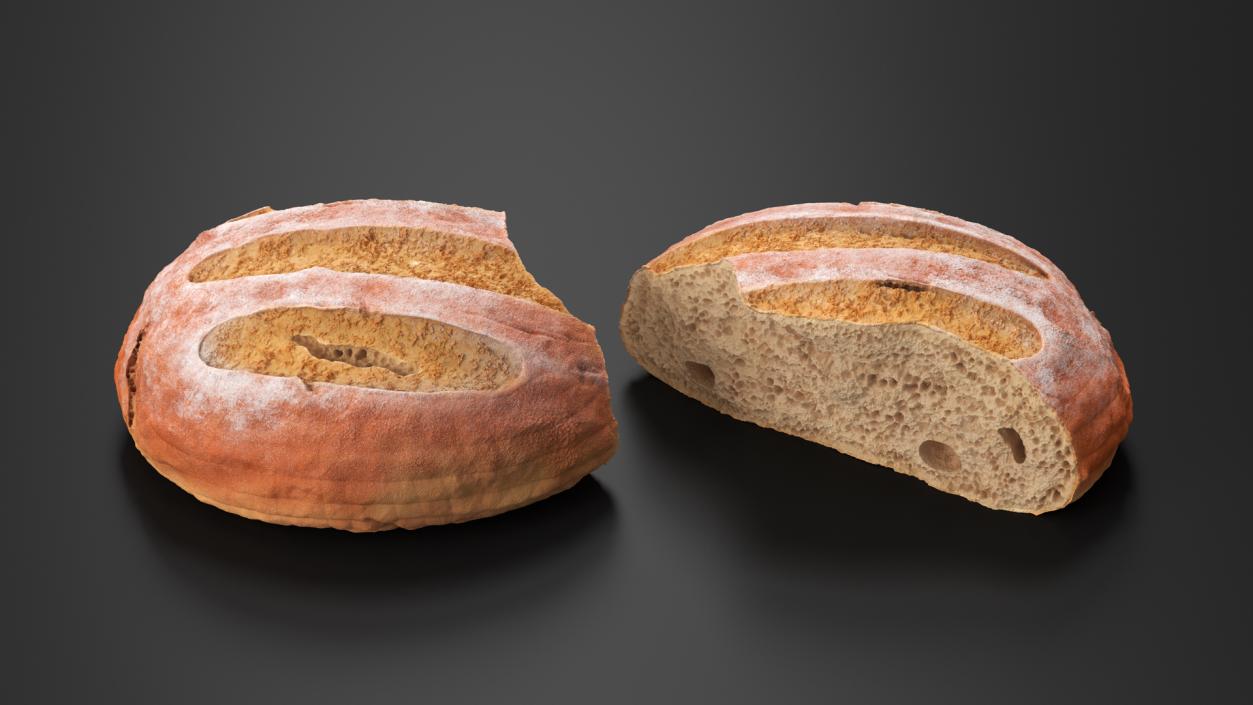 Broken Piece of White Bread 2 3D model