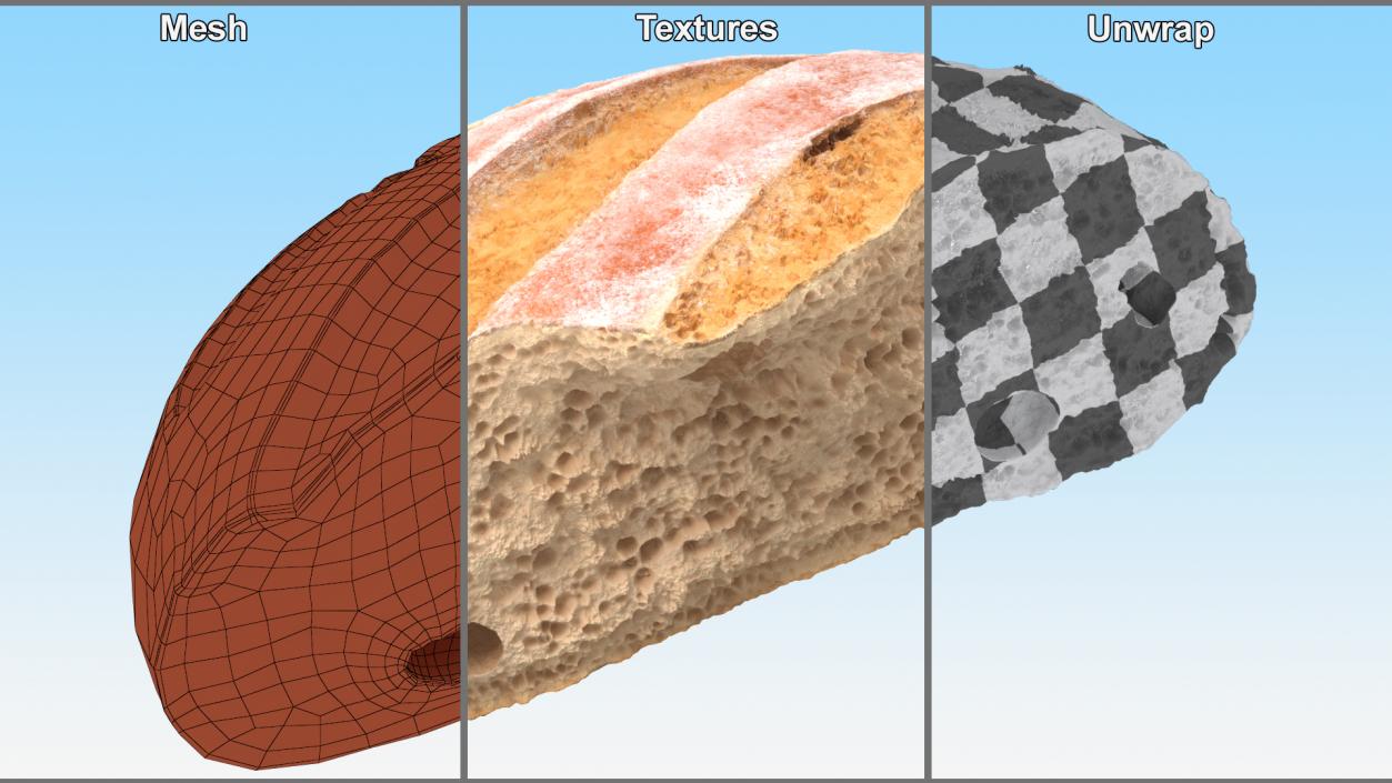 Broken Piece of White Bread 2 3D model