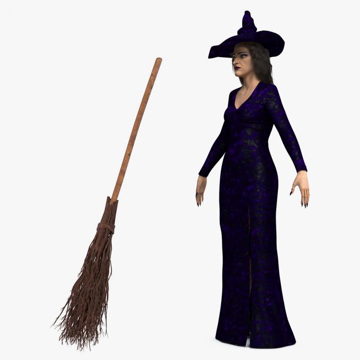 Witch Woman and Broom Collection 3D