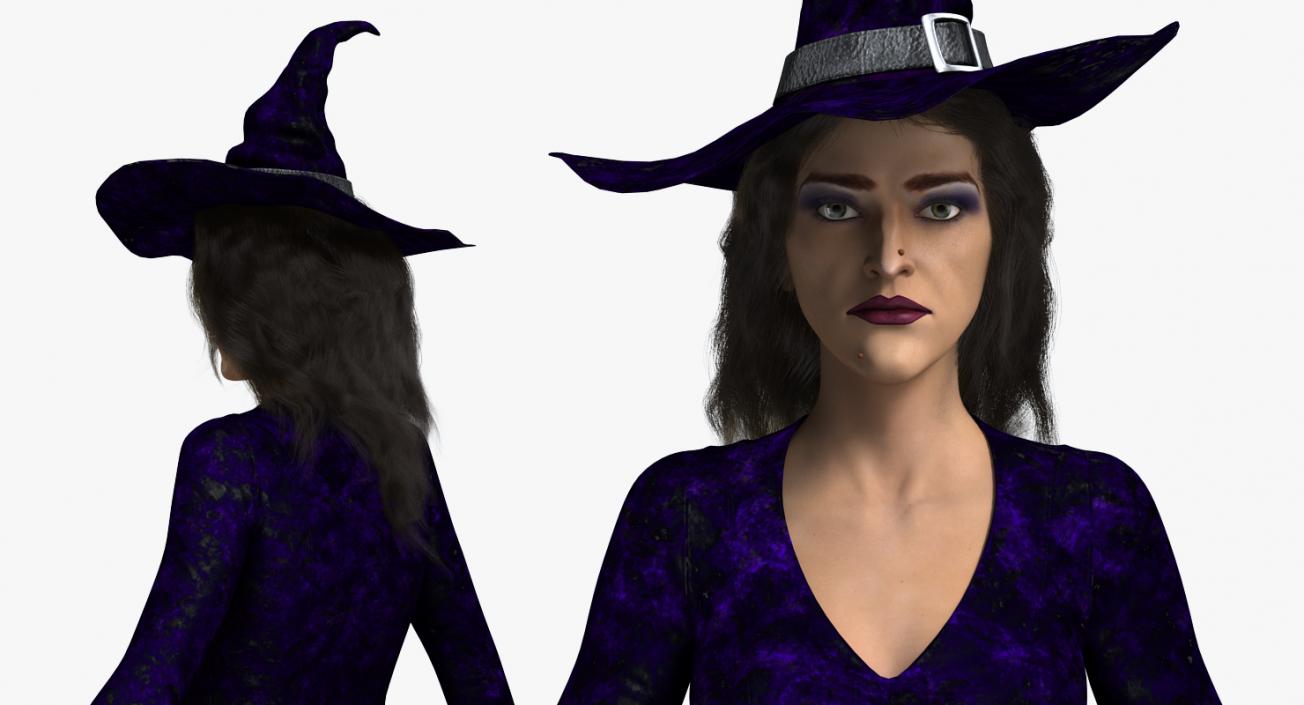 Witch Woman and Broom Collection 3D