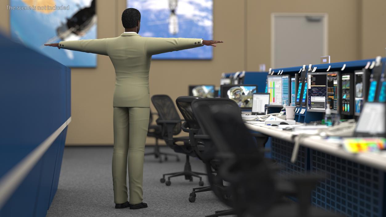 Dark Skin Afro American Businessman T Pose 3D