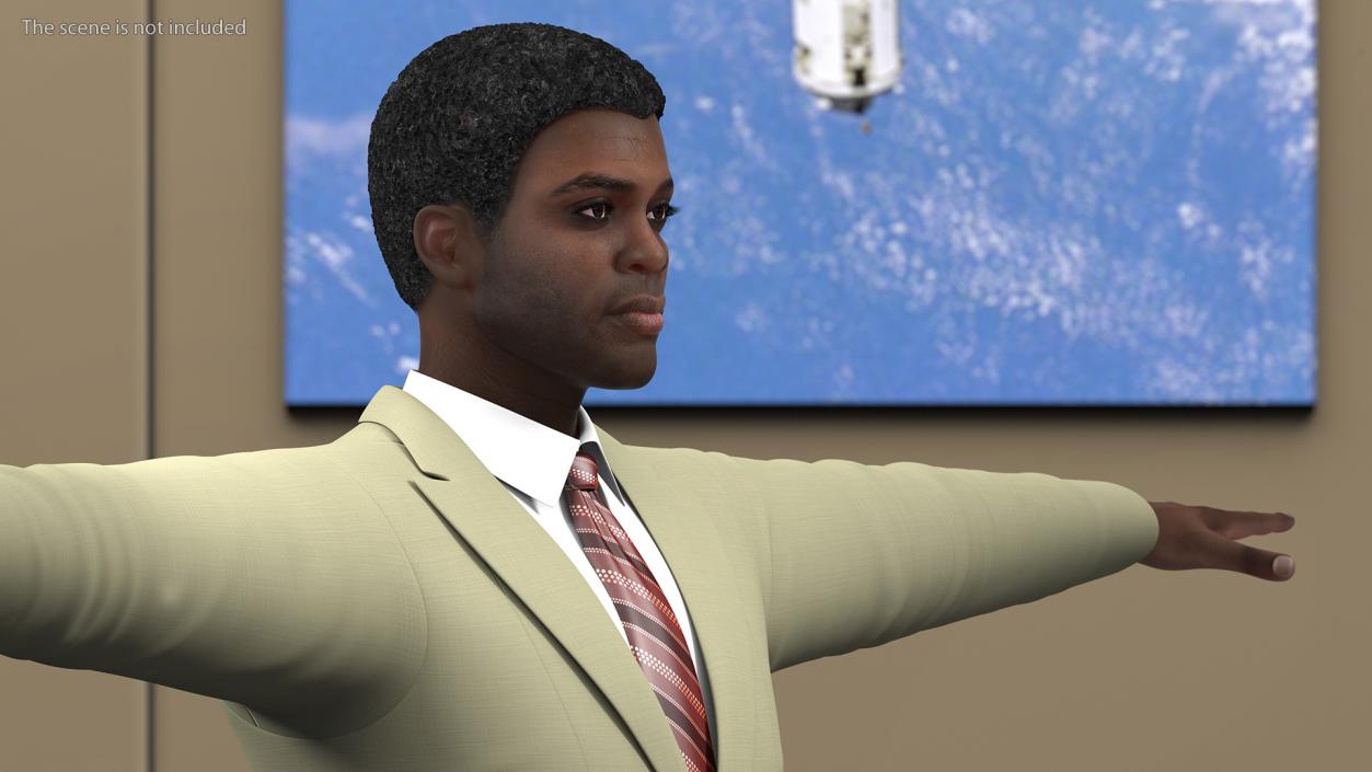 Dark Skin Afro American Businessman T Pose 3D