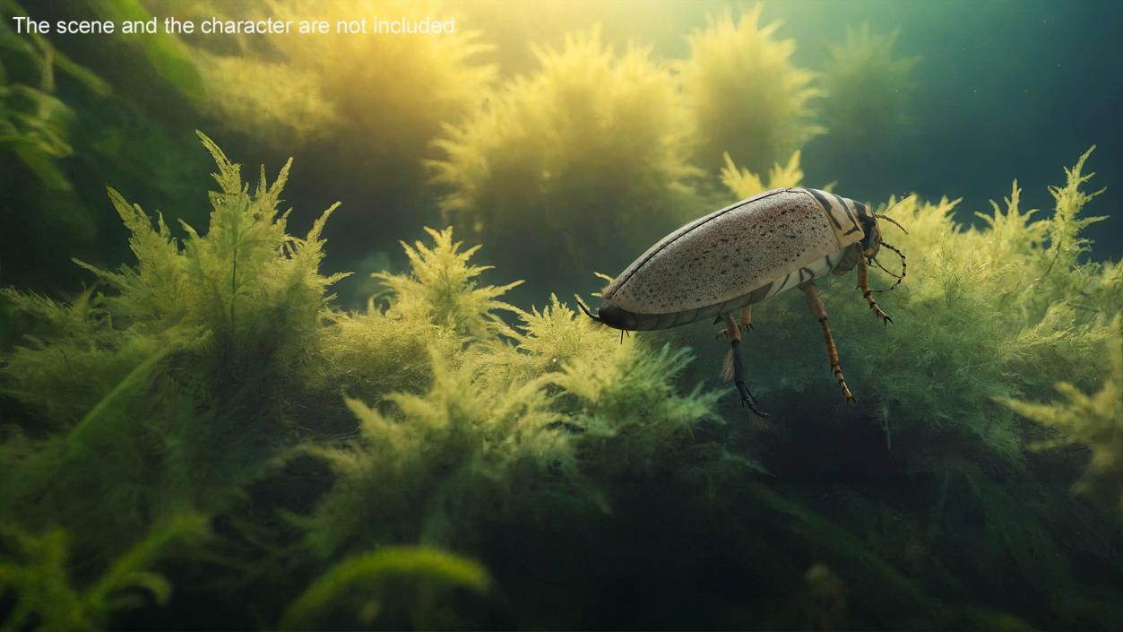 3D Insect Water Beetle Beige Rigged for Maya