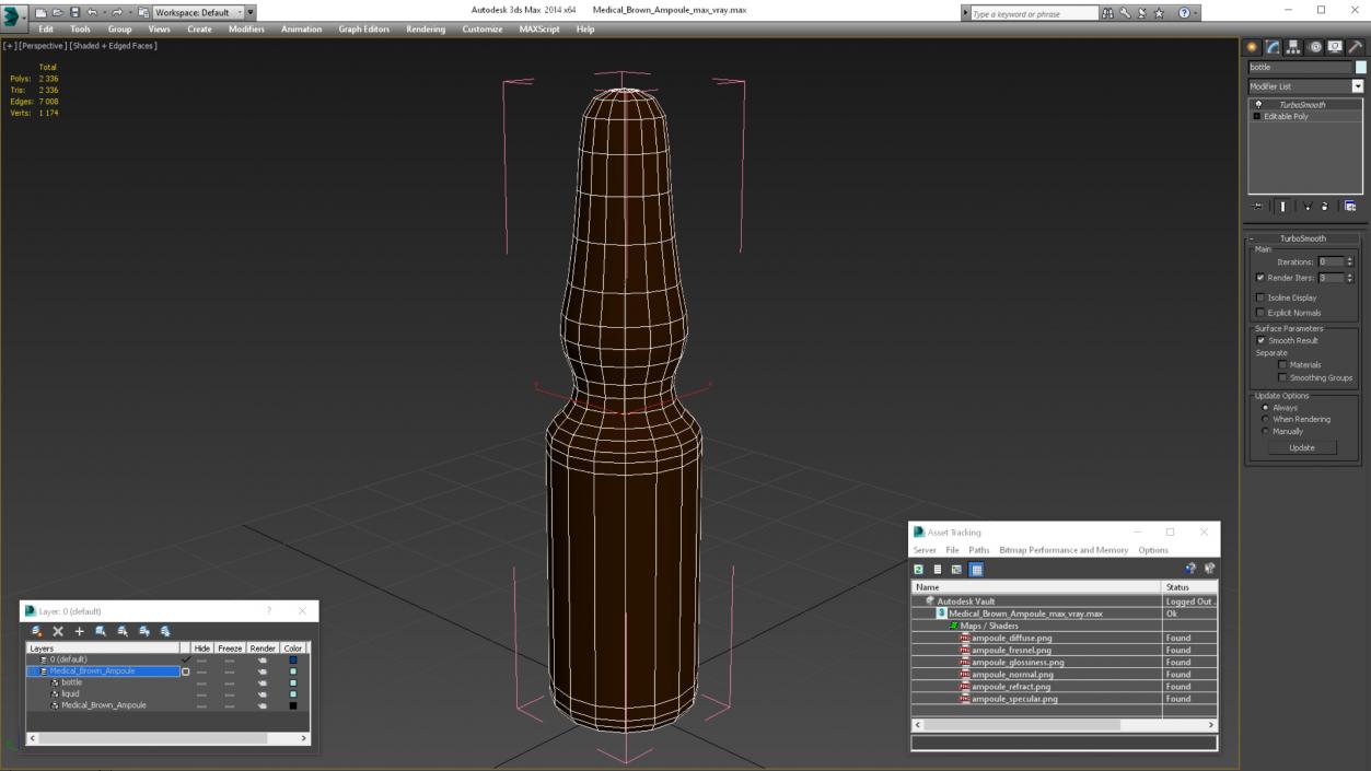 3D Medical Brown Ampoule