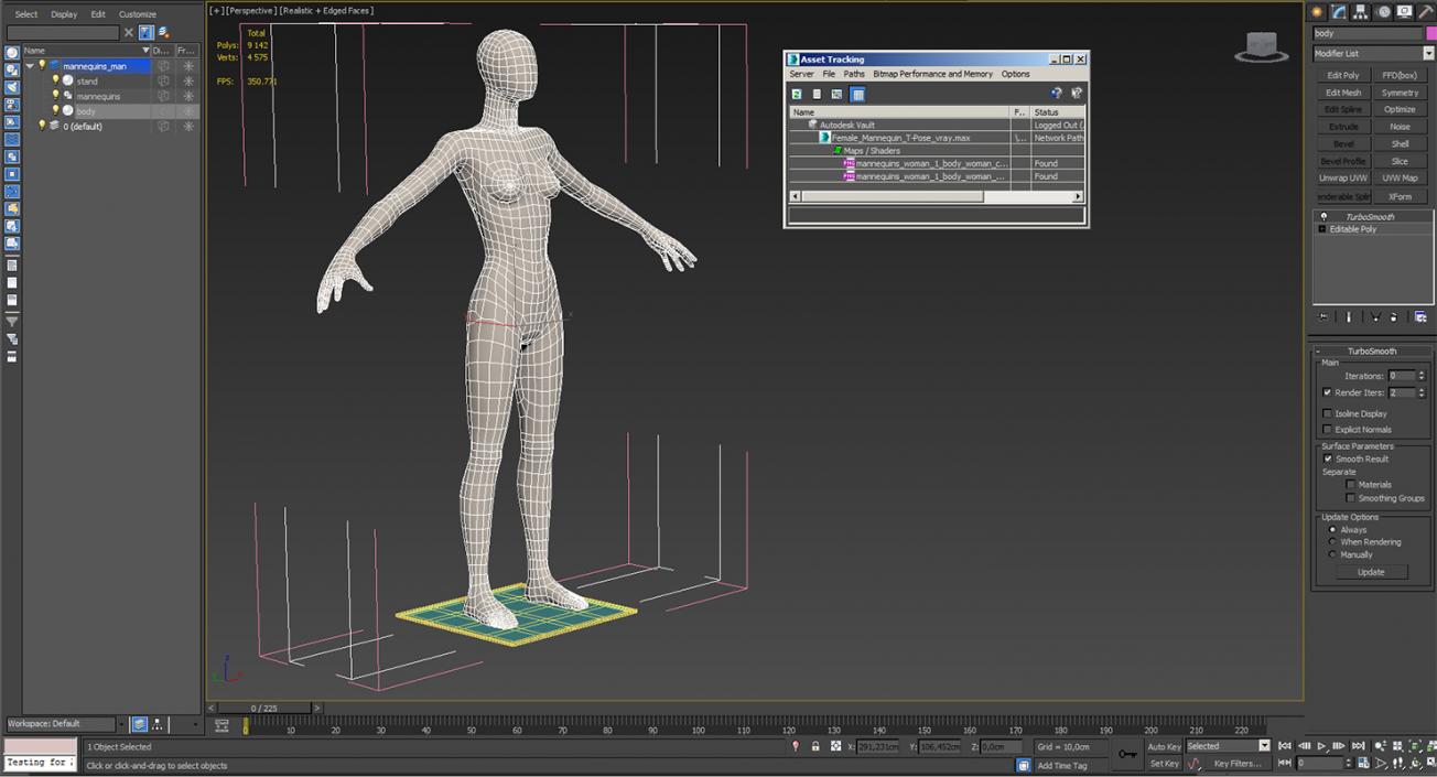 3D Female Mannequin T-Pose model