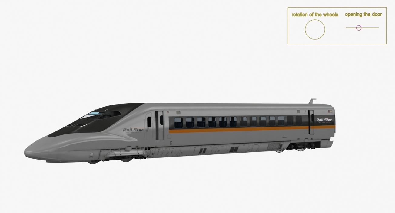 3D model Bullet Train Locomotive Rail Star Rigged