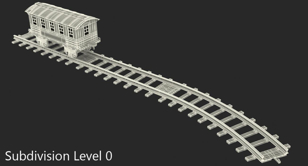 Toy Train Carriage with Rails 3D model