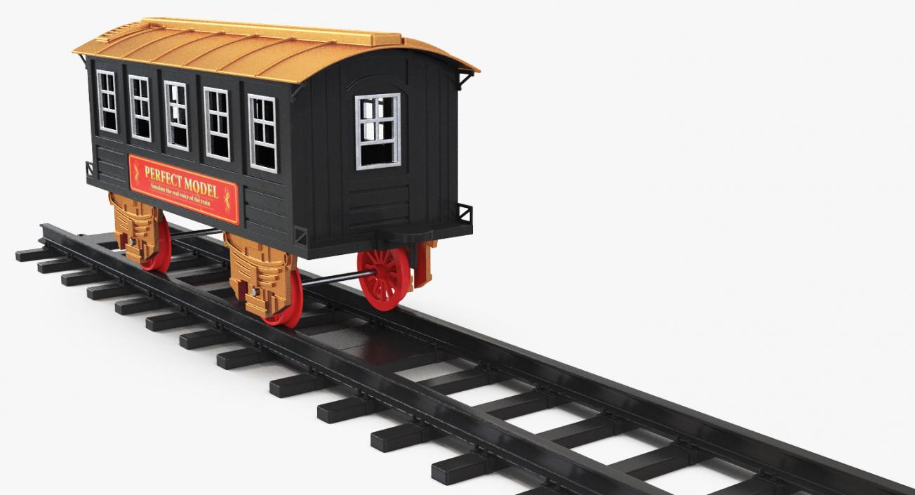 Toy Train Carriage with Rails 3D model