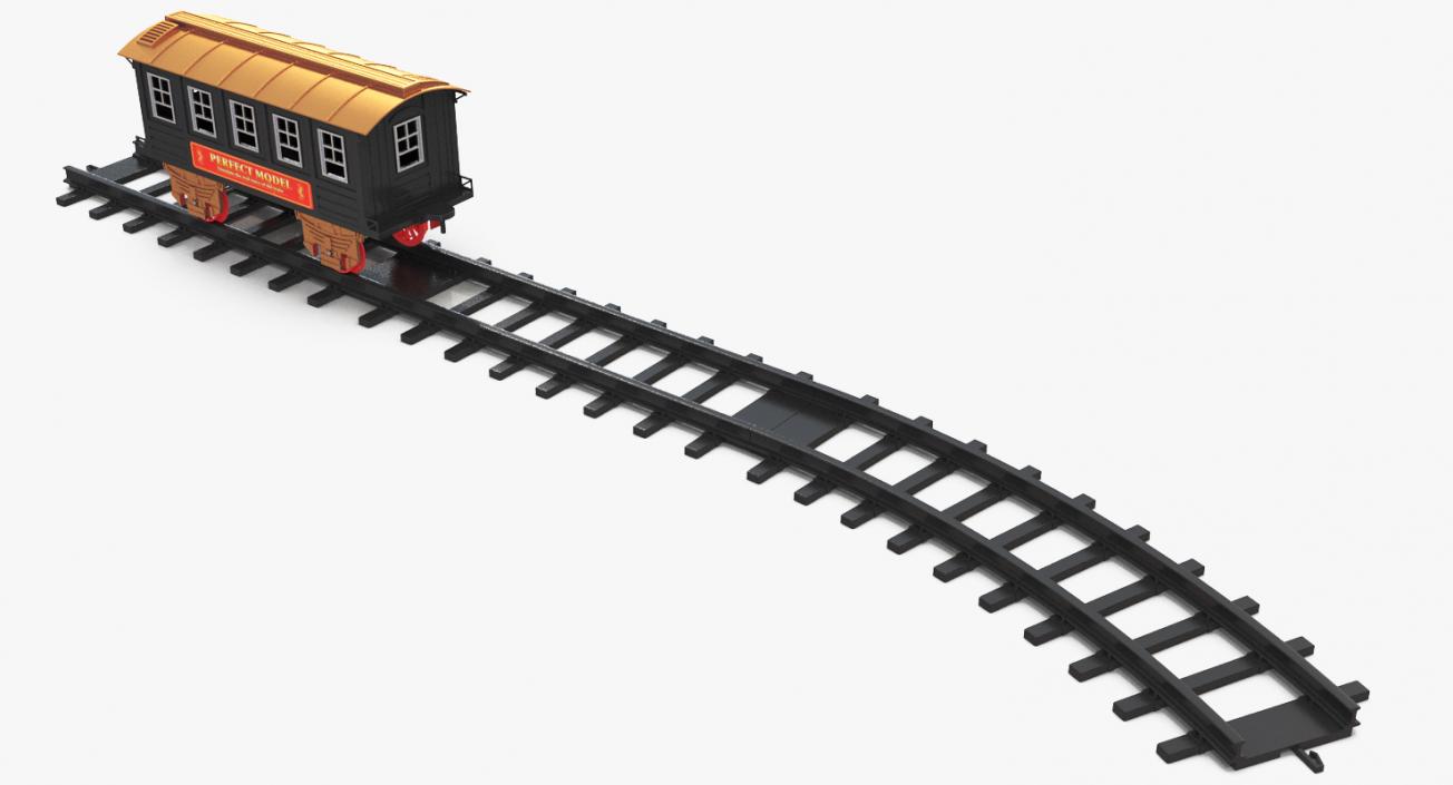 Toy Train Carriage with Rails 3D model