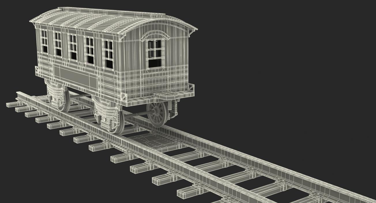 Toy Train Carriage with Rails 3D model