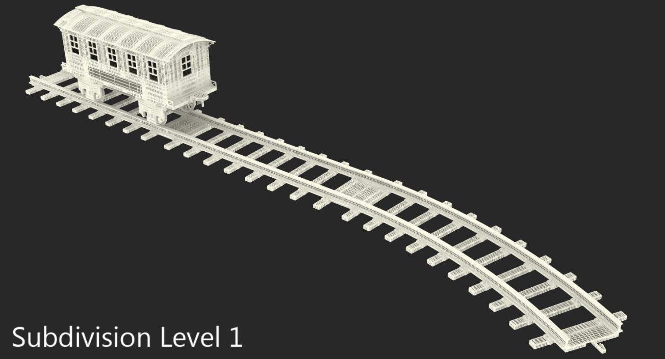 Toy Train Carriage with Rails 3D model