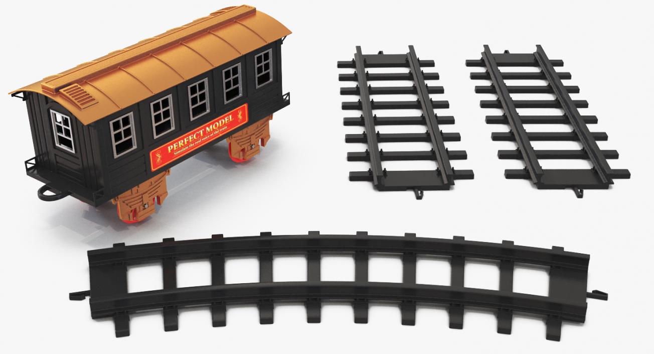 Toy Train Carriage with Rails 3D model