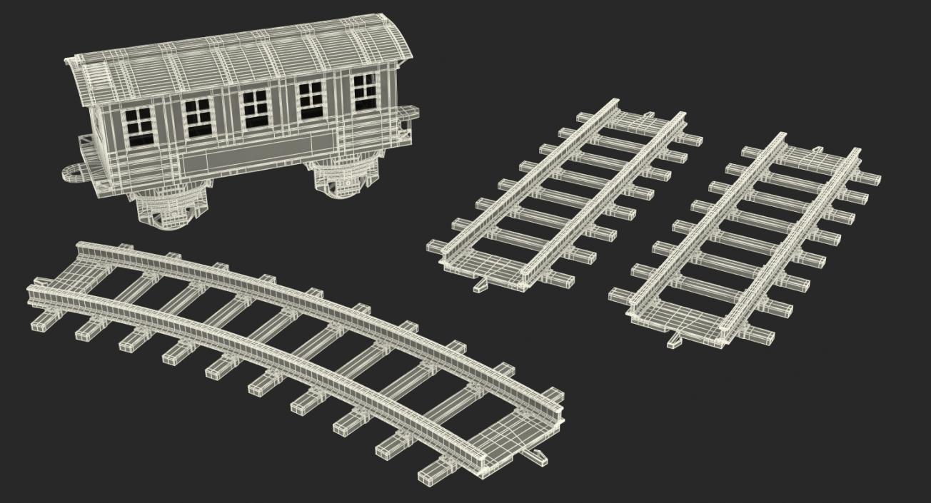 Toy Train Carriage with Rails 3D model