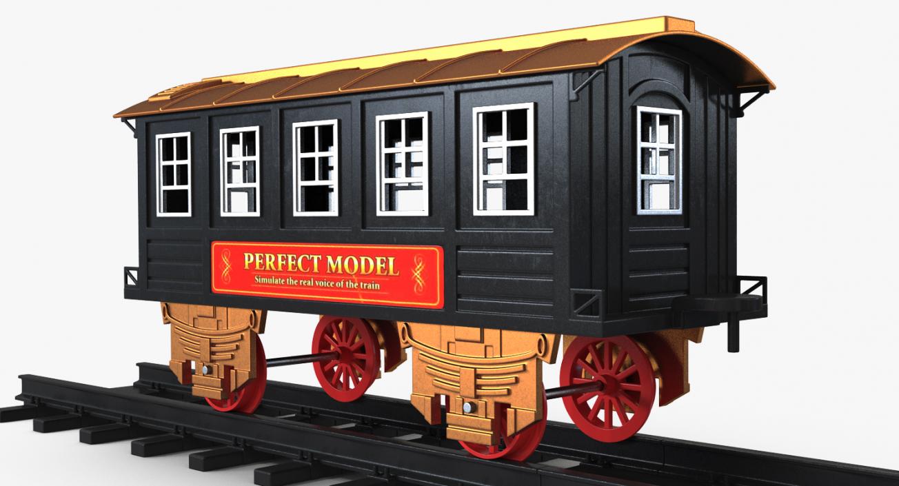 Toy Train Carriage with Rails 3D model