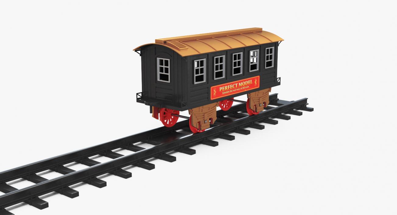 Toy Train Carriage with Rails 3D model