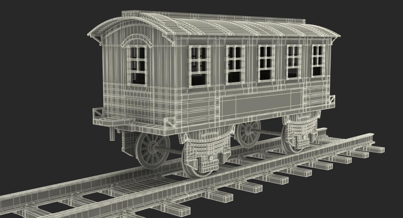 Toy Train Carriage with Rails 3D model