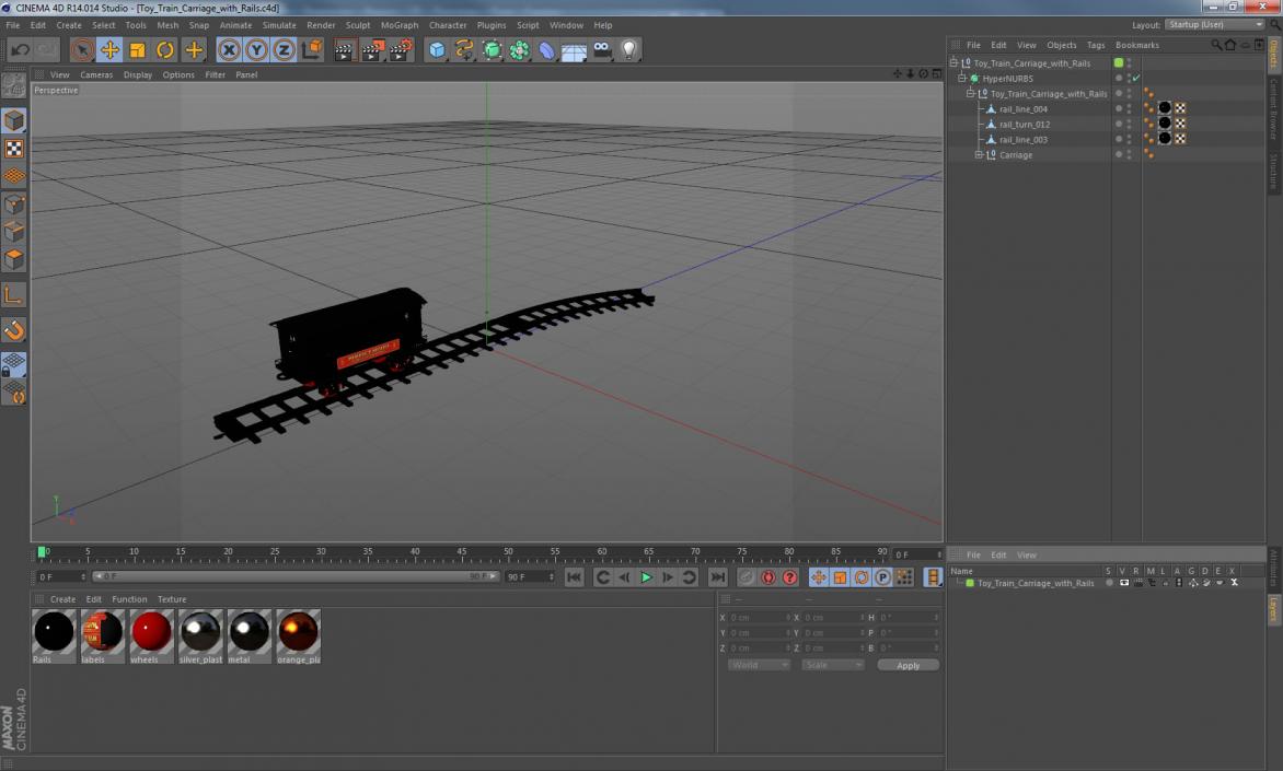 Toy Train Carriage with Rails 3D model