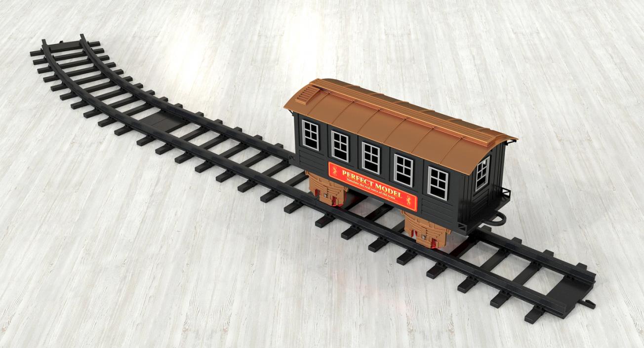 Toy Train Carriage with Rails 3D model