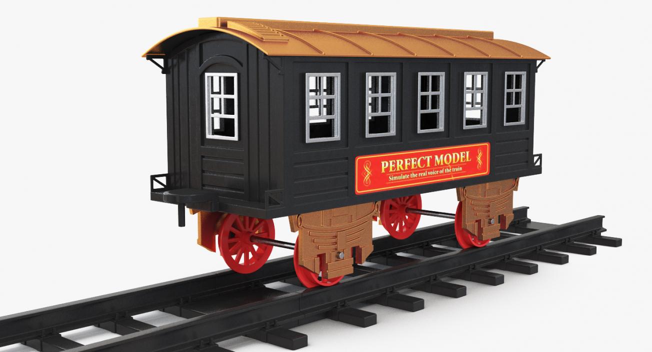 Toy Train Carriage with Rails 3D model