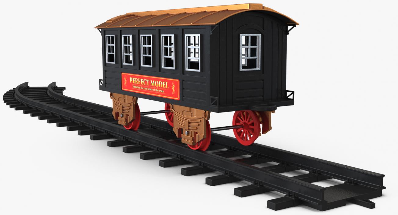 Toy Train Carriage with Rails 3D model