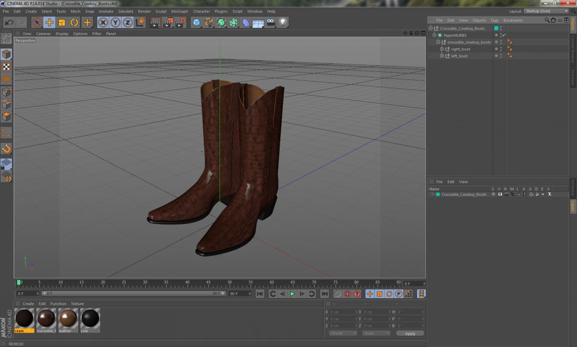 Crocodile Cowboy Boots 3D