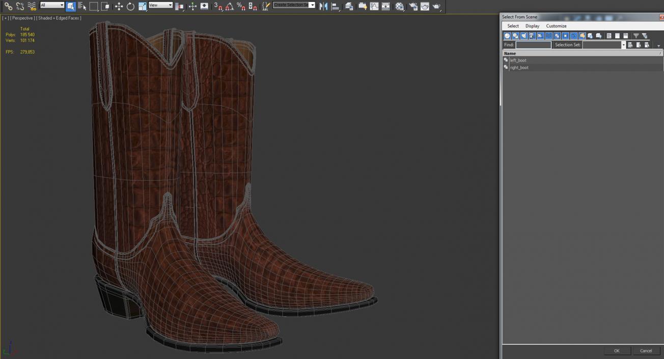 Crocodile Cowboy Boots 3D