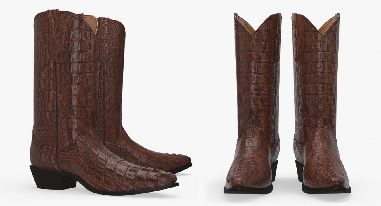 Crocodile Cowboy Boots 3D