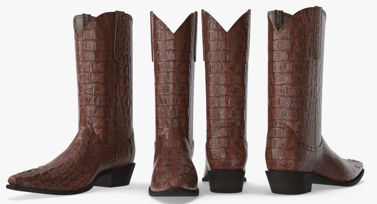 Crocodile Cowboy Boots 3D