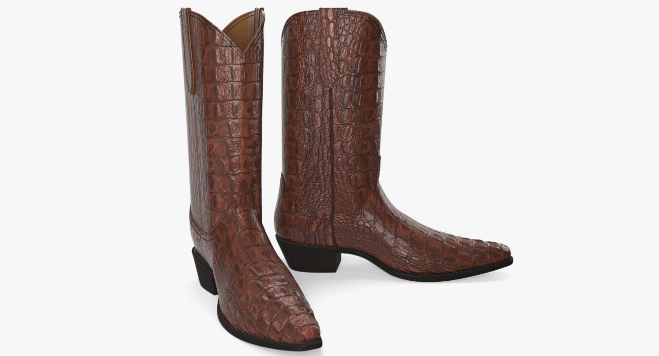 Crocodile Cowboy Boots 3D