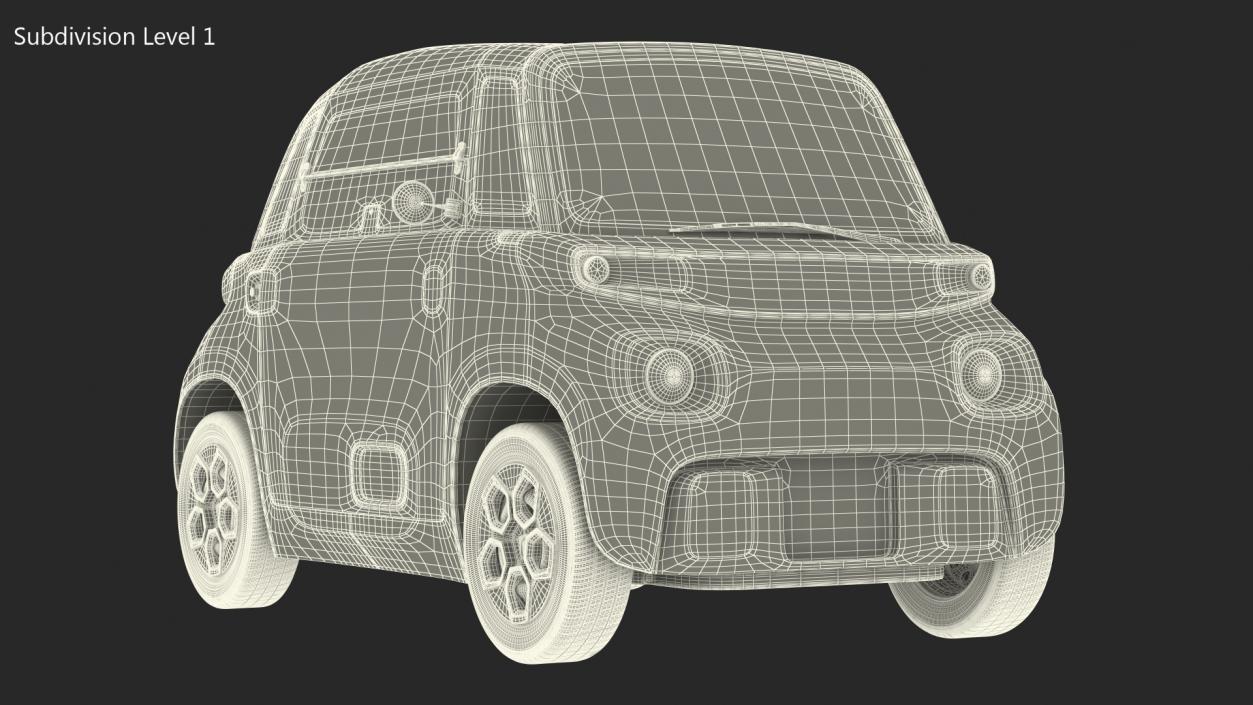 3D Citroen Ami Simple Interior Rigged for Maya model