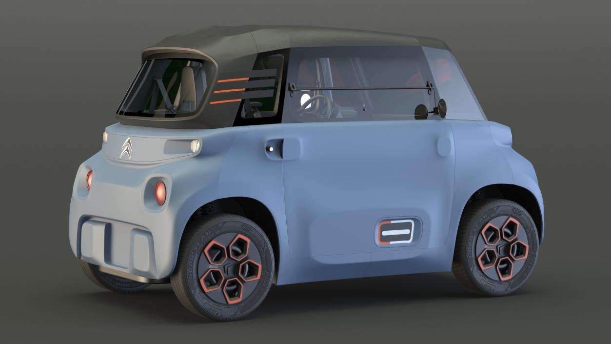 3D Citroen Ami Simple Interior Rigged for Maya model