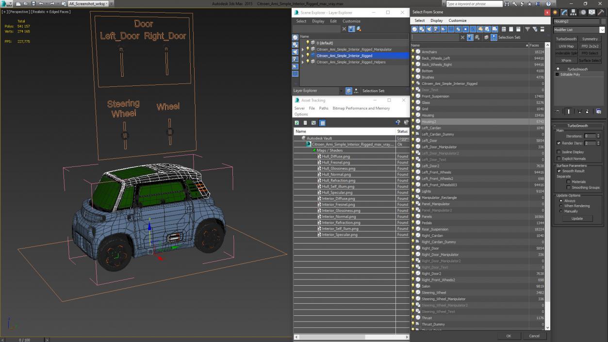 Citroen Ami Simple Interior Rigged 3D model