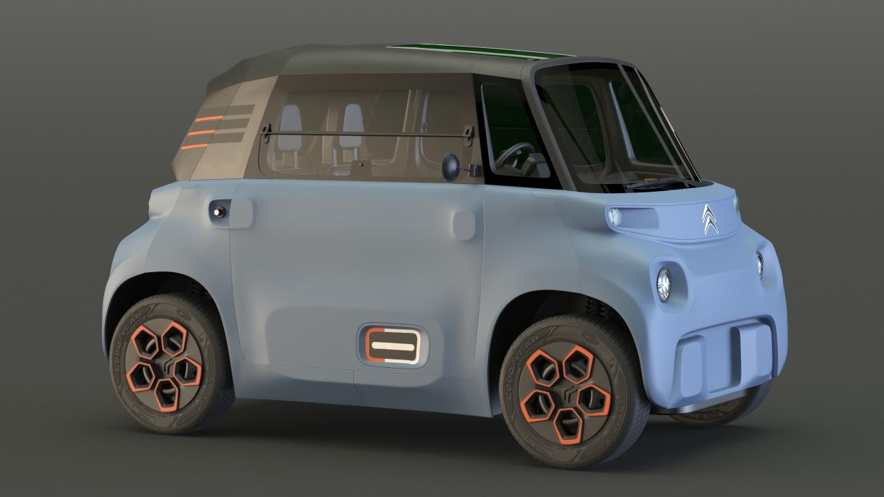 3D Citroen Ami Simple Interior Rigged for Maya model