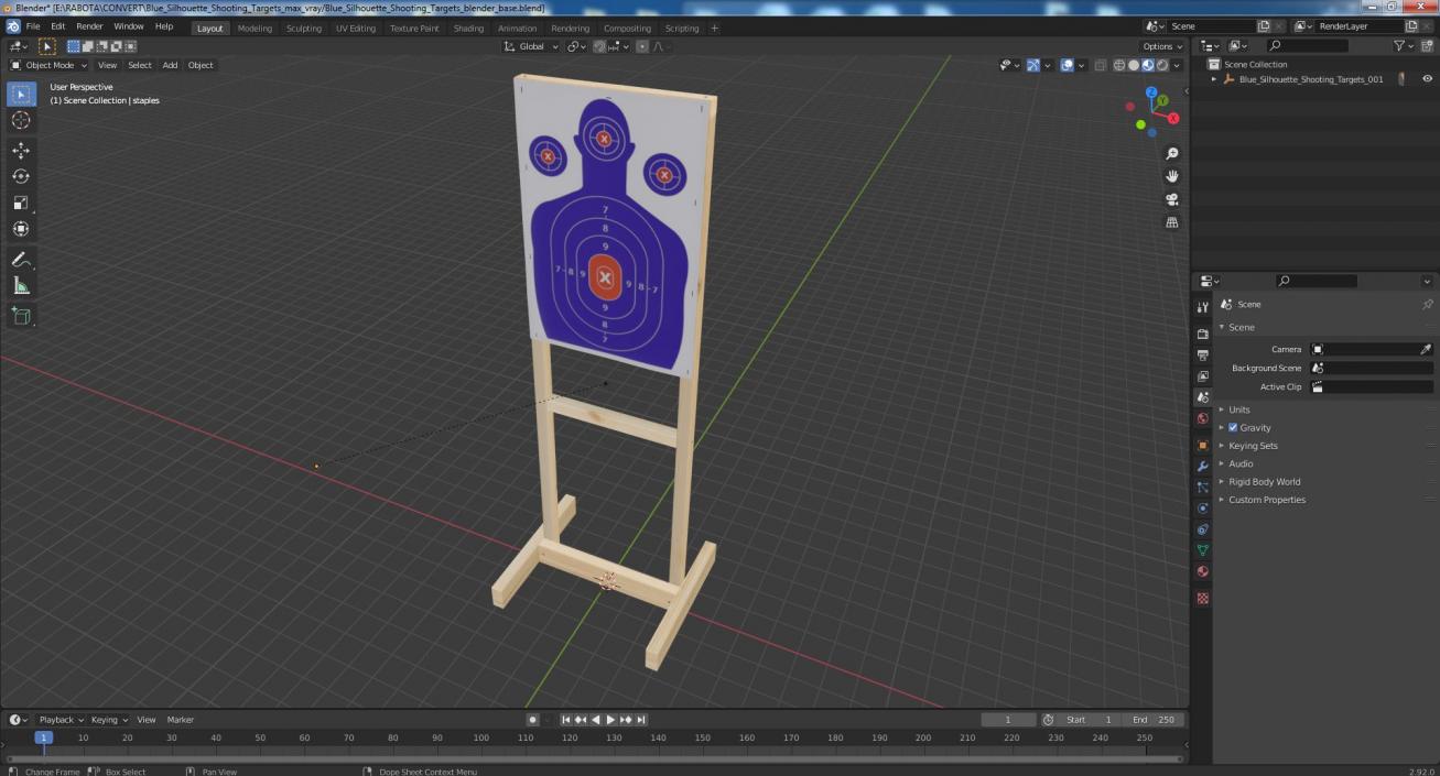 Blue Silhouette Shooting Targets 3D