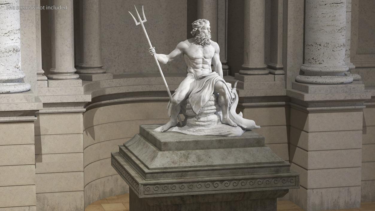 3D model Antique Poseidon Marble Statue