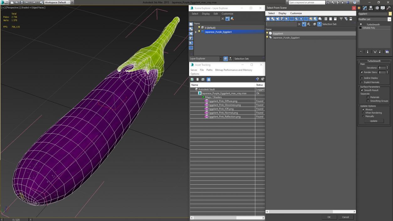 Japanese Purple Eggplant 3D model