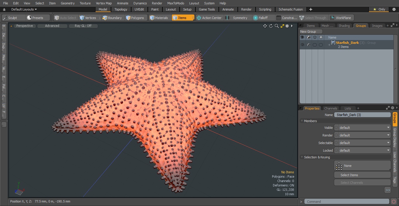 3D Starfish Dark model