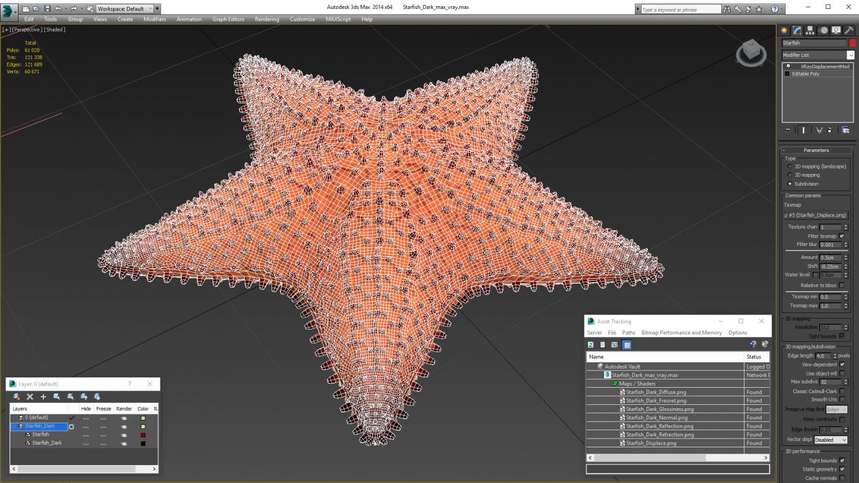 3D Starfish Dark model