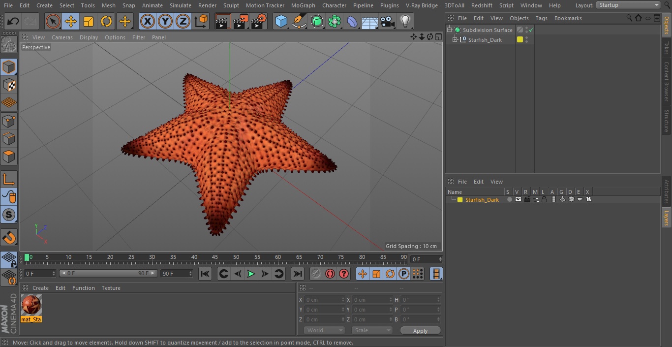 3D Starfish Dark model