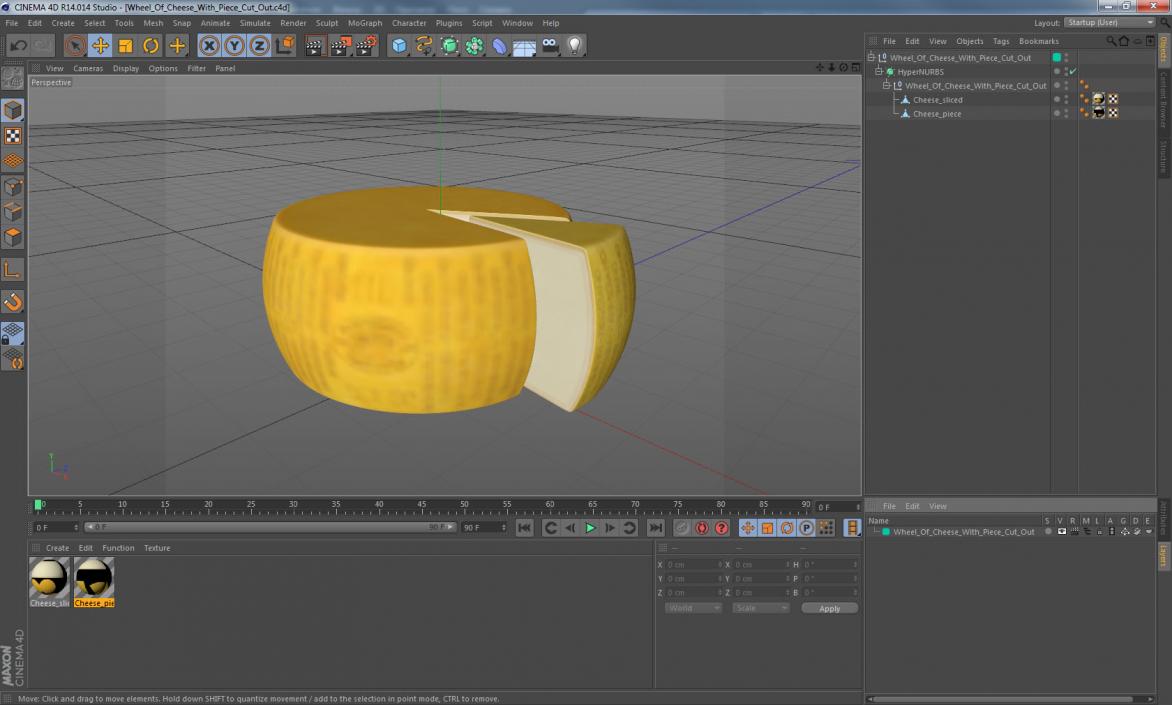 Wheel Of Cheese With Piece Cut Out 3D model