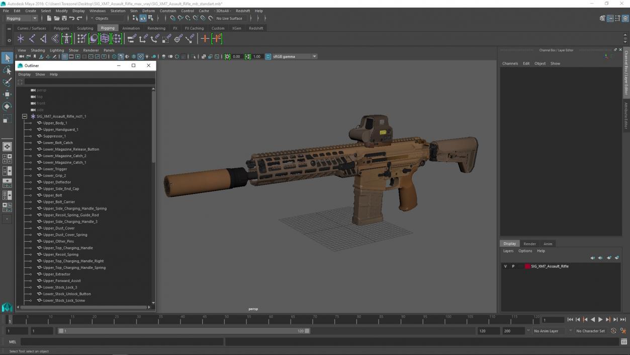 3D SIG XM7 Assault Rifle 2 model