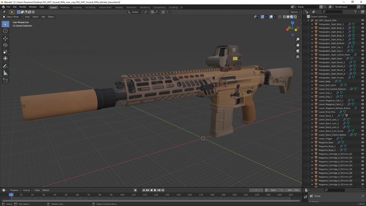 3D SIG XM7 Assault Rifle 2 model