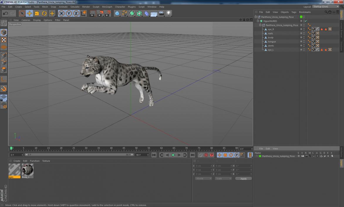 Panthera Uncia Jumping Pose 3D