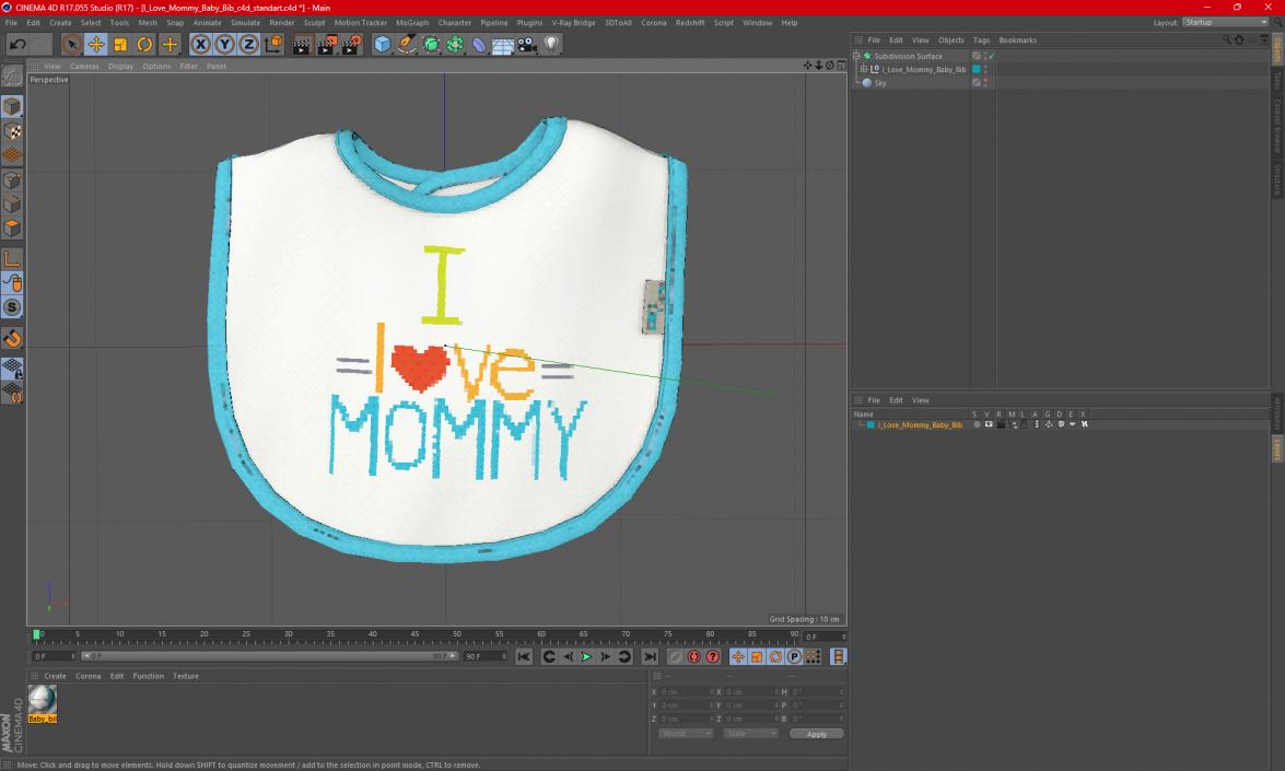 3D I Love Mommy Baby Bib