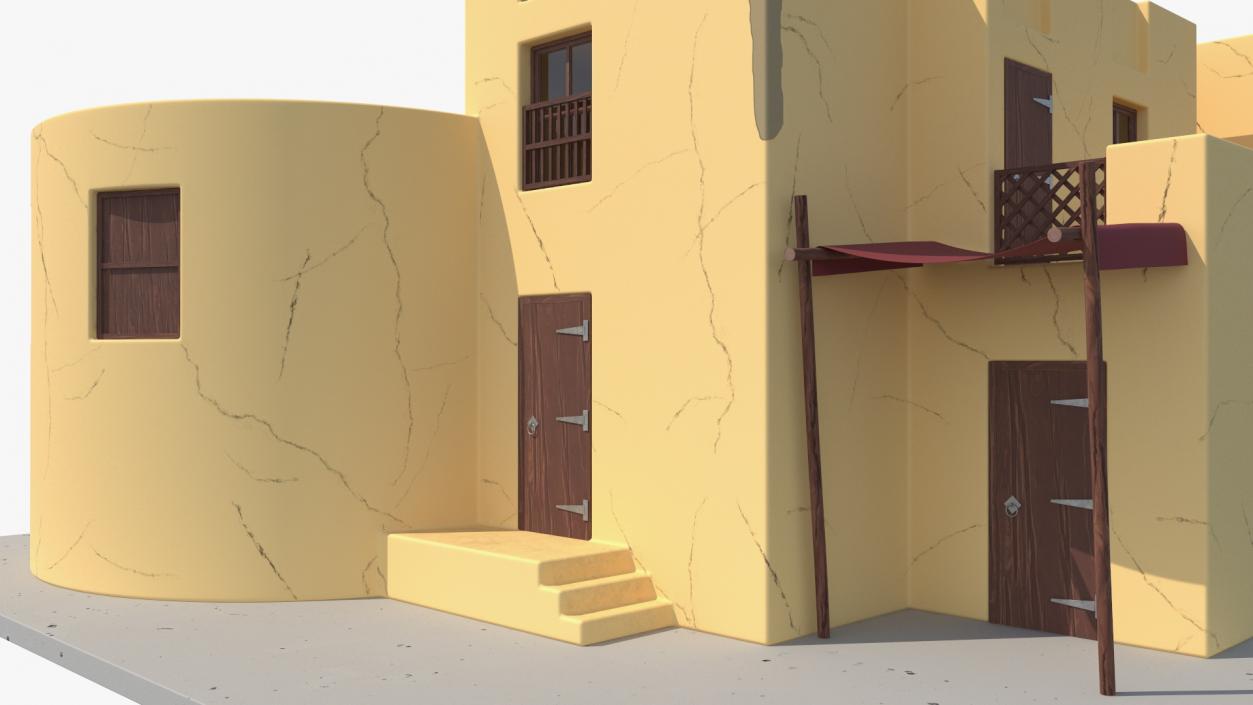 Cartoon Arab House with Cylindrical Extension 2 3D