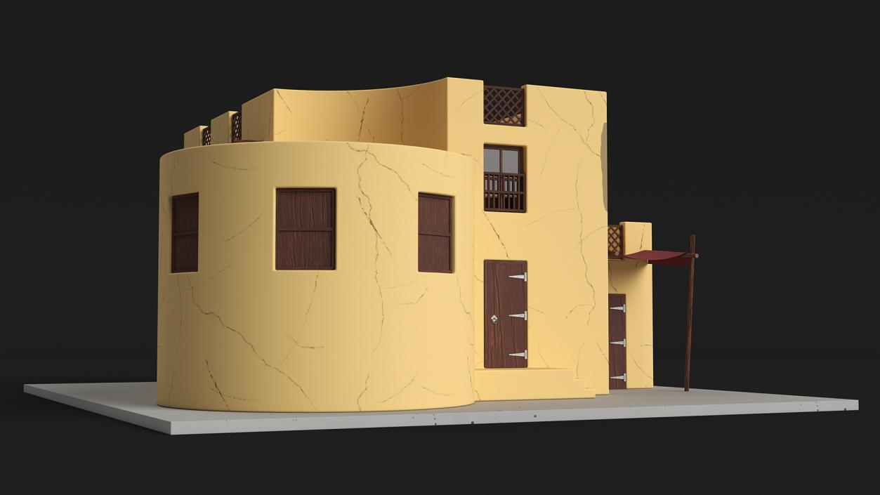 Cartoon Arab House with Cylindrical Extension 2 3D