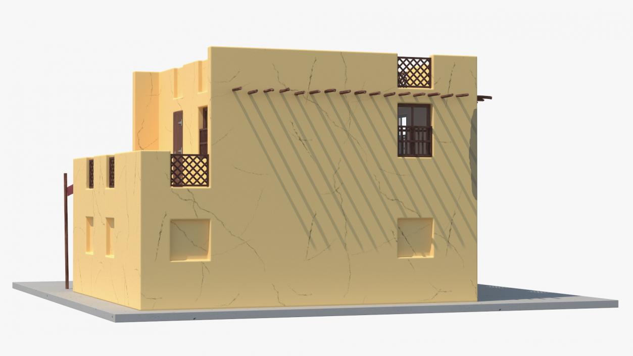 Cartoon Arab House with Cylindrical Extension 2 3D