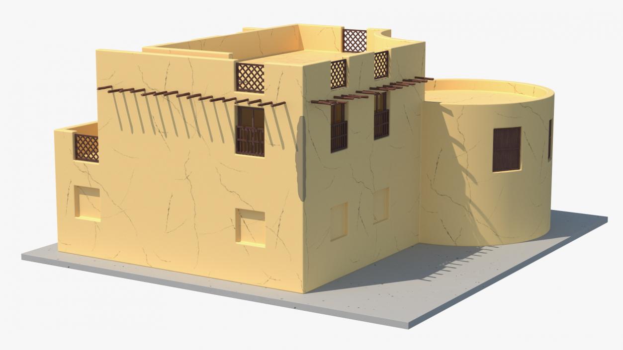 Cartoon Arab House with Cylindrical Extension 2 3D