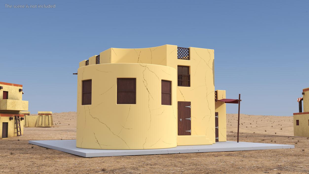 Cartoon Arab House with Cylindrical Extension 2 3D